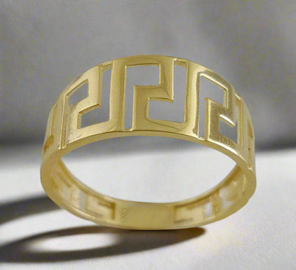 Greek Pattern Gold Ring - 10k,14k,18k - TurkishBling