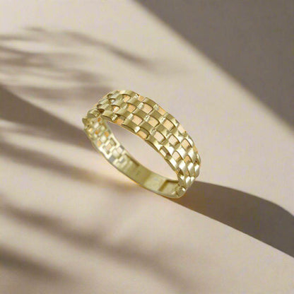 Panther Link Gold Ring - 10k-14k-18k - TurkishBling