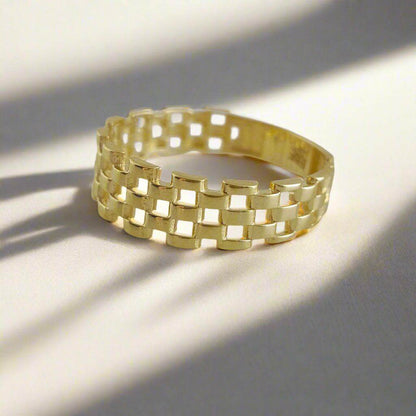 Panther Link Gold Ring - 10k-14k-18k - TurkishBling