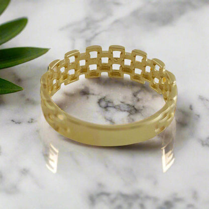 Panther Link Gold Ring - 10k-14k-18k - TurkishBling