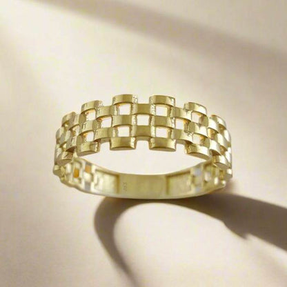 Panther Link Gold Ring - 10k-14k-18k - TurkishBling
