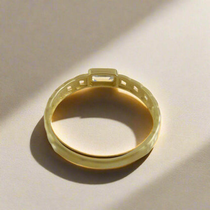 Gold Ring Cuban Link with Cubic Zircon - 10k,14k,18k - TurkishBling