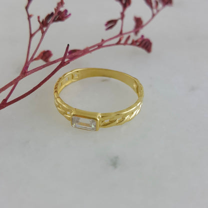 Gold Ring Cuban Link with Cubic Zircon - 10k,14k,18k - TurkishBling