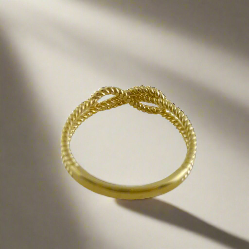 Gold Minimalist Cable Knot Ring - 18k, 14k, 10k