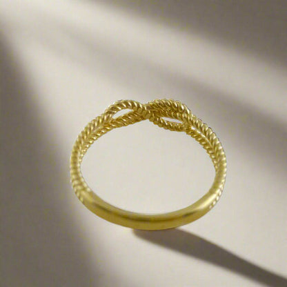 Gold Minimalist Cable Knot Ring - 18k, 14k, 10k - TurkishBling