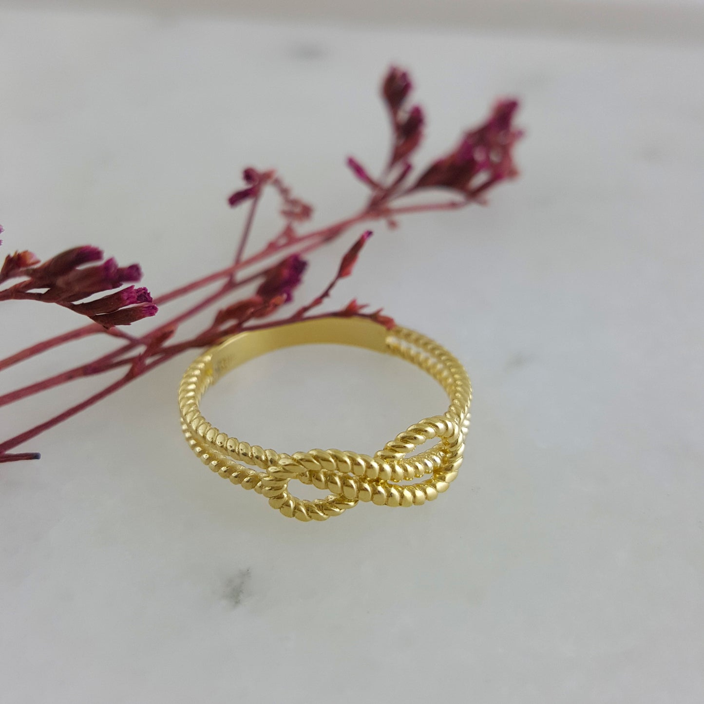 Gold Minimalist Cable Knot Ring - 18k, 14k, 10k