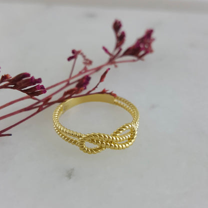 Gold Minimalist Cable Knot Ring - 18k, 14k, 10k - TurkishBling
