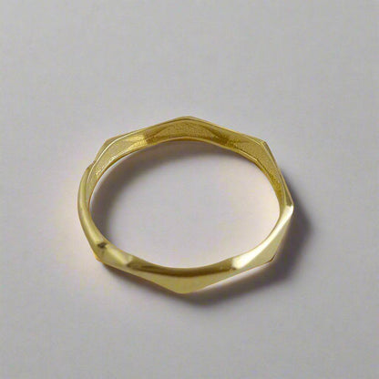 Minimalist Narrow Facet Gold Ring - 10k-14k-18k - TurkishBling
