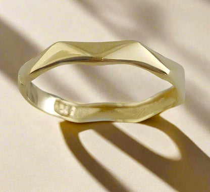 Minimalist Narrow Facet Gold Ring - 10k-14k-18k - TurkishBling