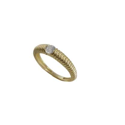 Gold Grooved Ring - 10k,14k,18k - TurkishBling
