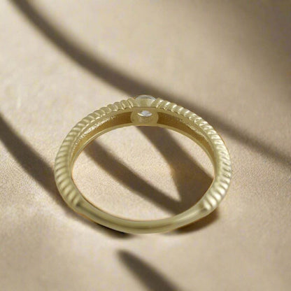Gold Grooved Ring - 10k,14k,18k - TurkishBling