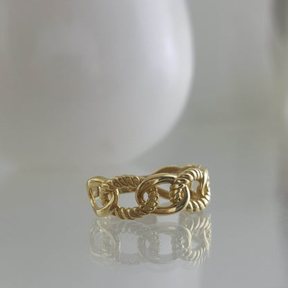 Braided Cable Link Gold Ring - 10k,14k,18k - TurkishBling