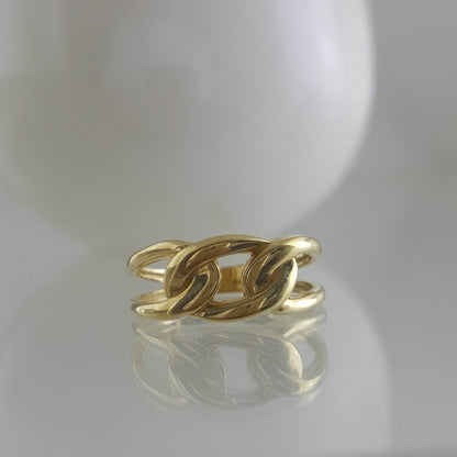 Interlocked Gold Ring - 10k,14k,18k - TurkishBling