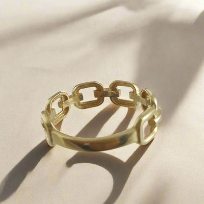Square Chain Link Gold Ring - 10k,14k,18k - TurkishBling