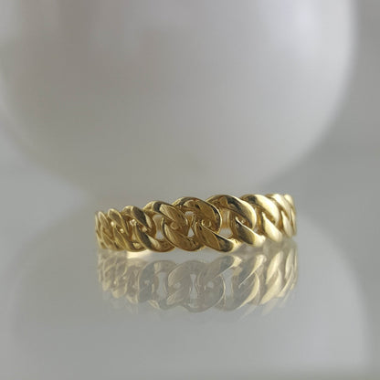 Gold Cuban Chain Link Ring - 18k, 14k,10k - TurkishBling