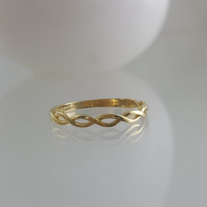 Minimalist Braided Gold Ring - 10k,14k,18k - TurkishBling