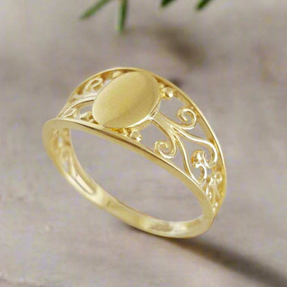 Vintage Engravable Gold Ring - 18k, 14k, 10k - TurkishBling