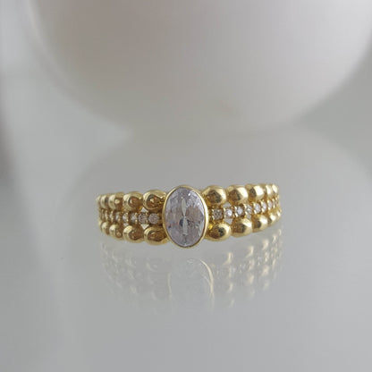 Milgrain Gold Ring with Cubic Zircon - 10k,14k,18k - TurkishBling