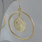 Ancient Coin Earrings in Cable Hoop on Hooks