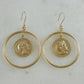 Ancient Coin Earrings in Cable Hoop on Hooks