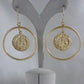 Ancient Coin Earrings in Cable Hoop on Hooks