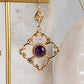 Venetian Scrollwork Engraved Geometric Earrings with Amethyst Gemstone