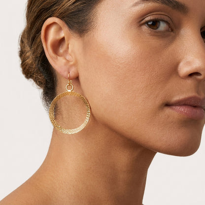 Circle Textured Hoop Earrings – Large Statement Drop Design