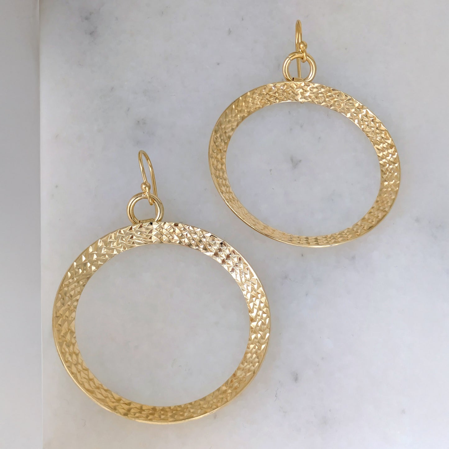 Textured Hoop Earrings on Hooks 2"