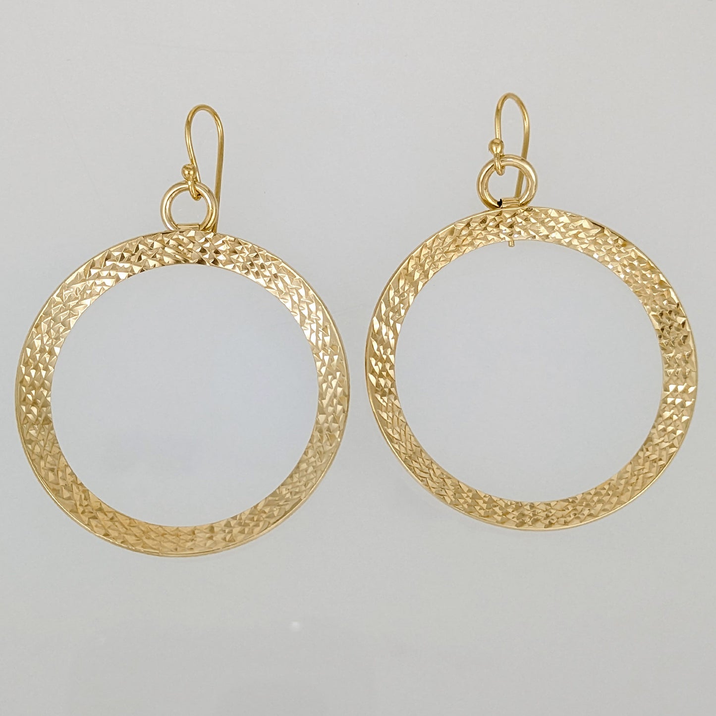 Textured Hoop Earrings on Hooks 2"
