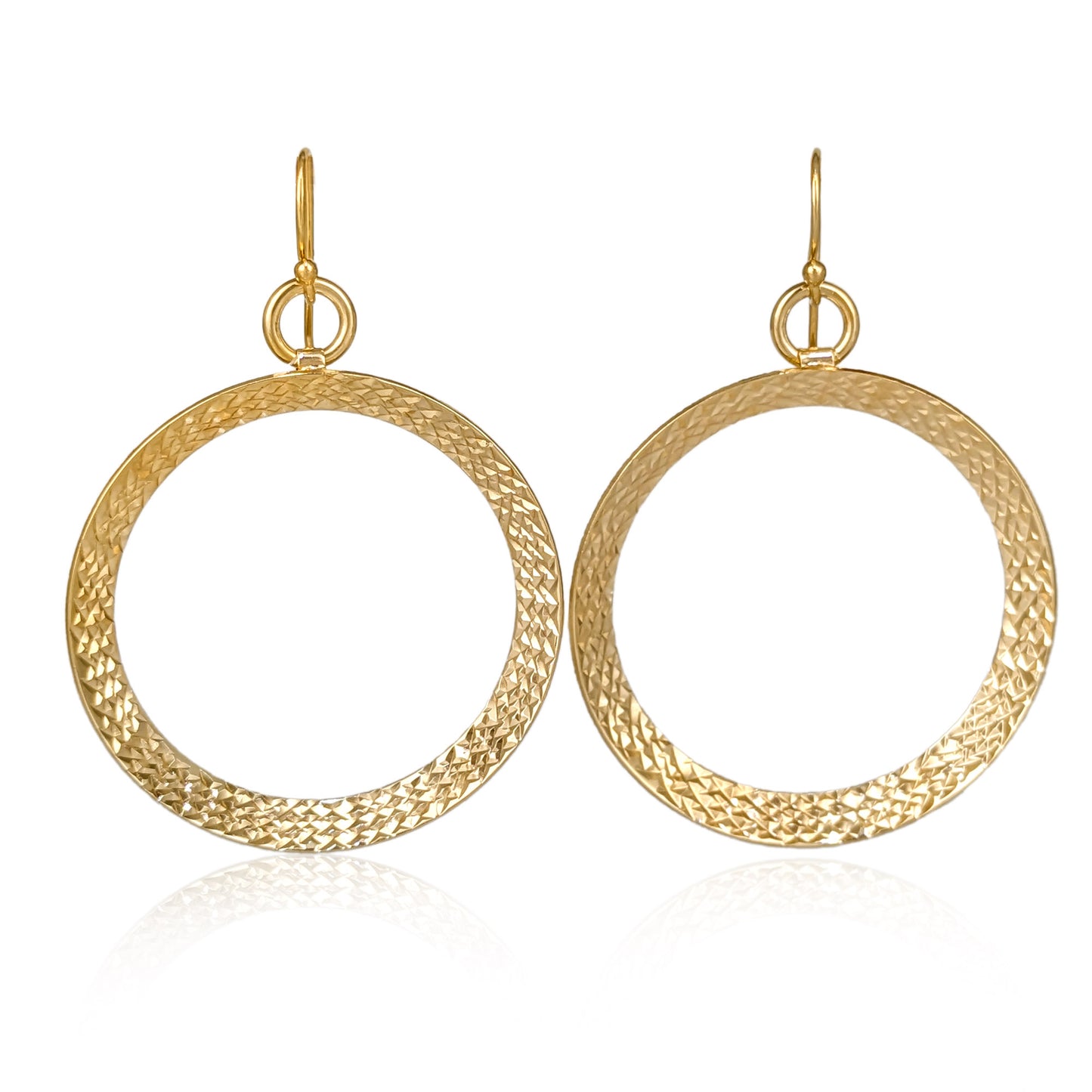 Textured Hoop Earrings on Hooks 2"