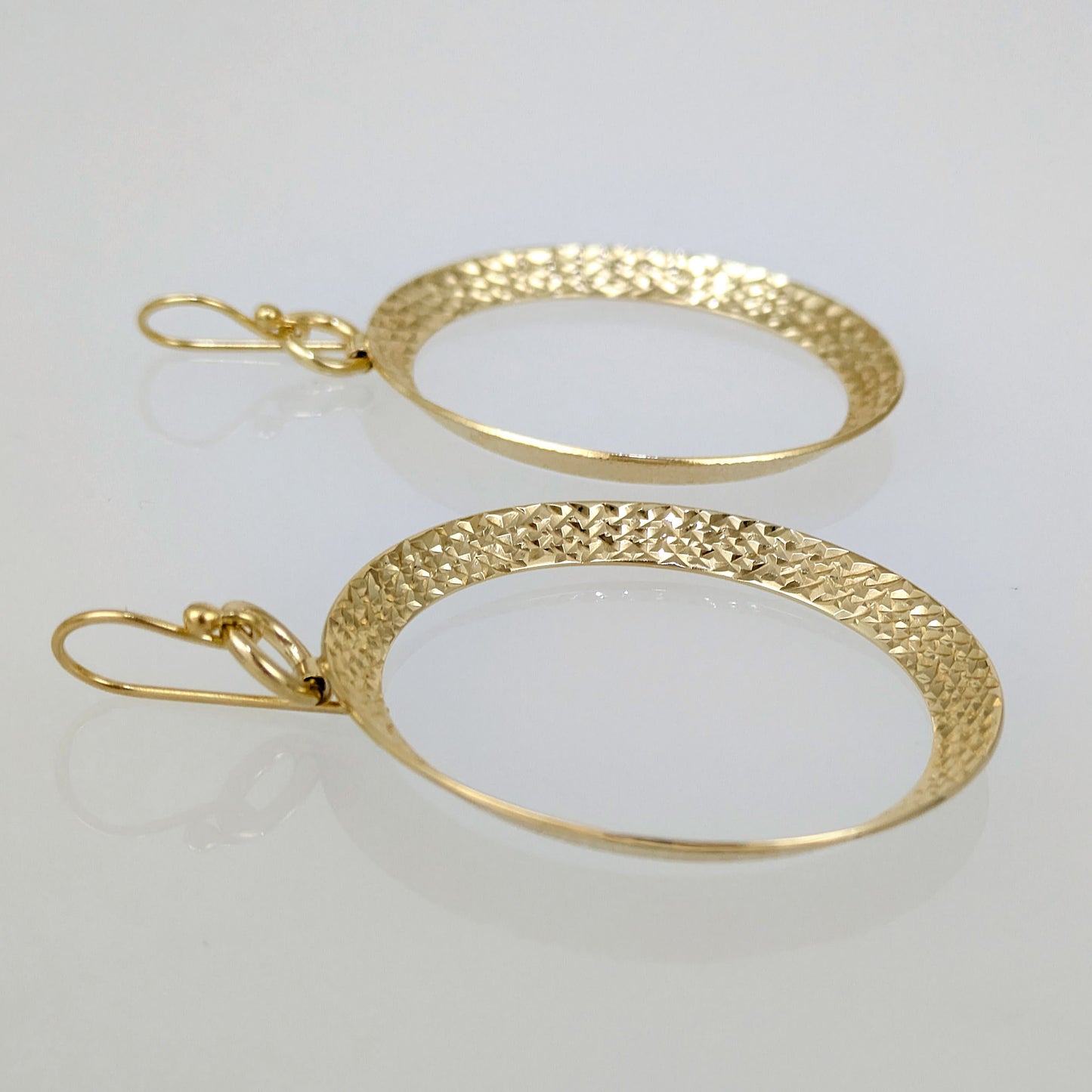 Textured Hoop Earrings on Hooks 2"