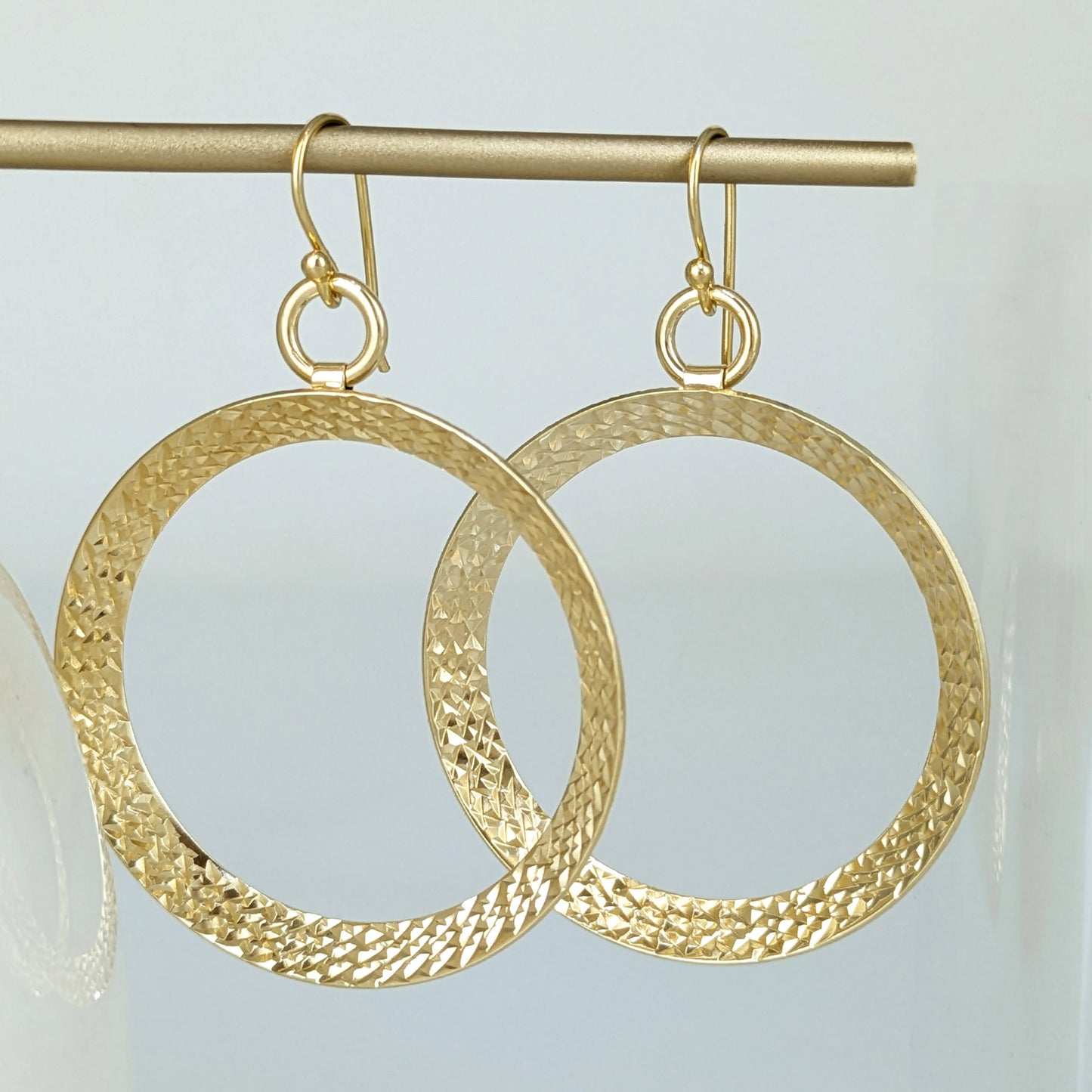 Textured Hoop Earrings on Hooks 2"