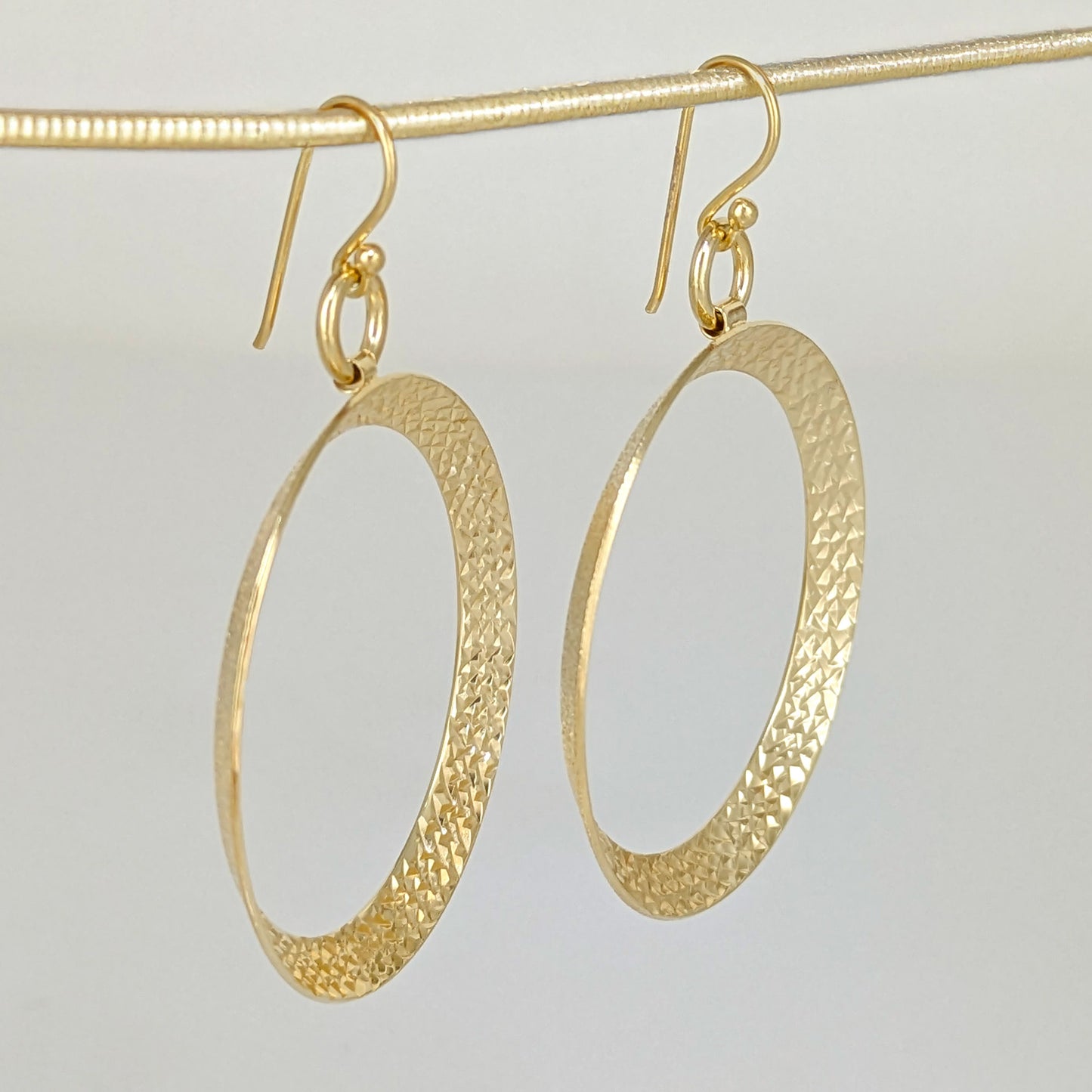 Textured Hoop Earrings on Hooks 2"
