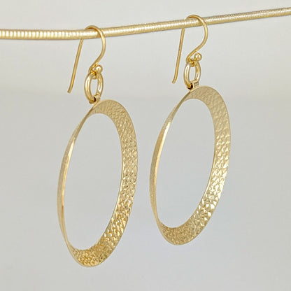 Textured Hoop Earrings on Hooks 2"