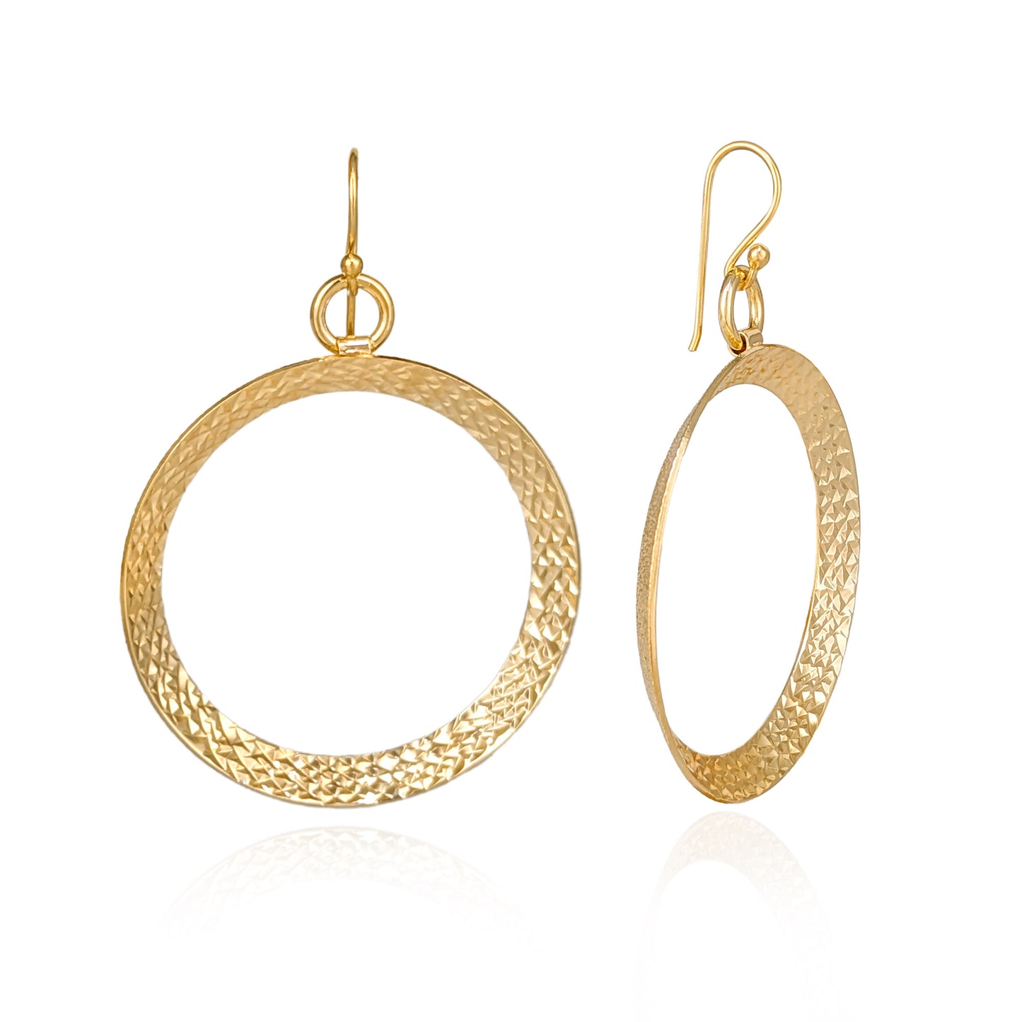 Textured Hoop Earrings on Hooks 2"