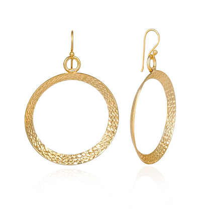 Textured Hoop Earrings on Hooks 2"