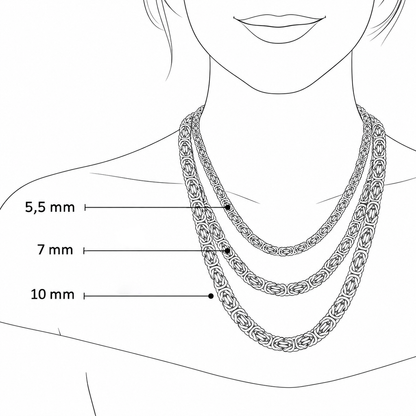 Byzantine Chain Necklace with Gemstone accented Toggle Clasp – 7mm- 24 Inch