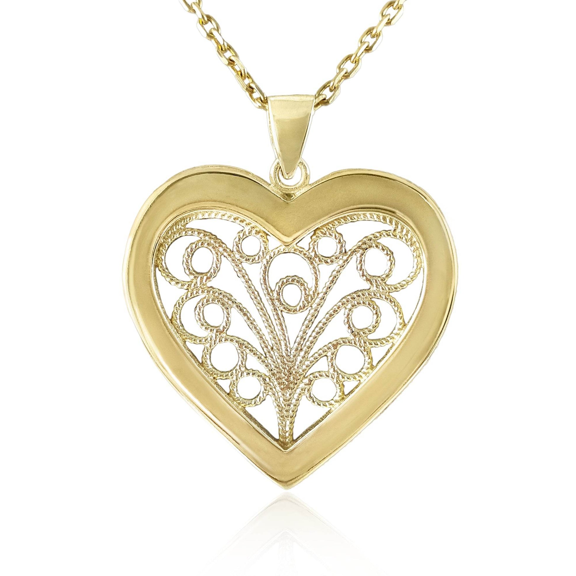 Heart Shaped Artisan Filigree Pendant - TurkishBling