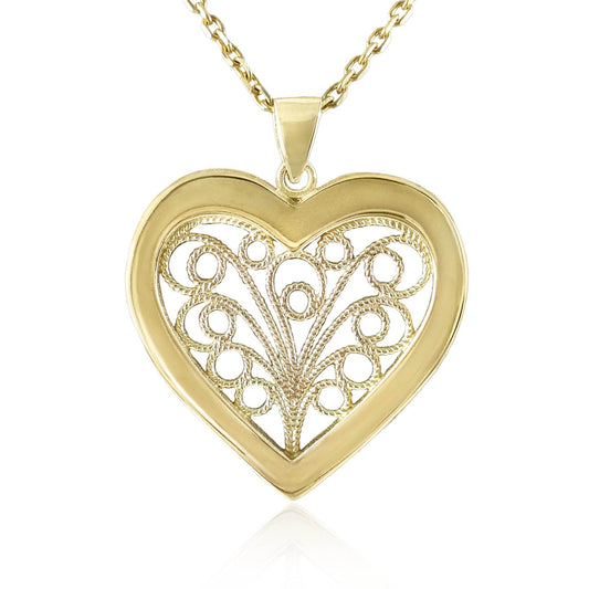 Heart Shaped Artisan Filigree Pendant - TurkishBling