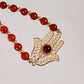 Charming Gold Plated Filigree Carnelian Bead Hamsa Bracelet