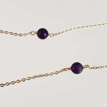 Beaded Station Necklace – 32" Minimalist Design with 6mm Gemstone Beads and Gold Stations (Copy)