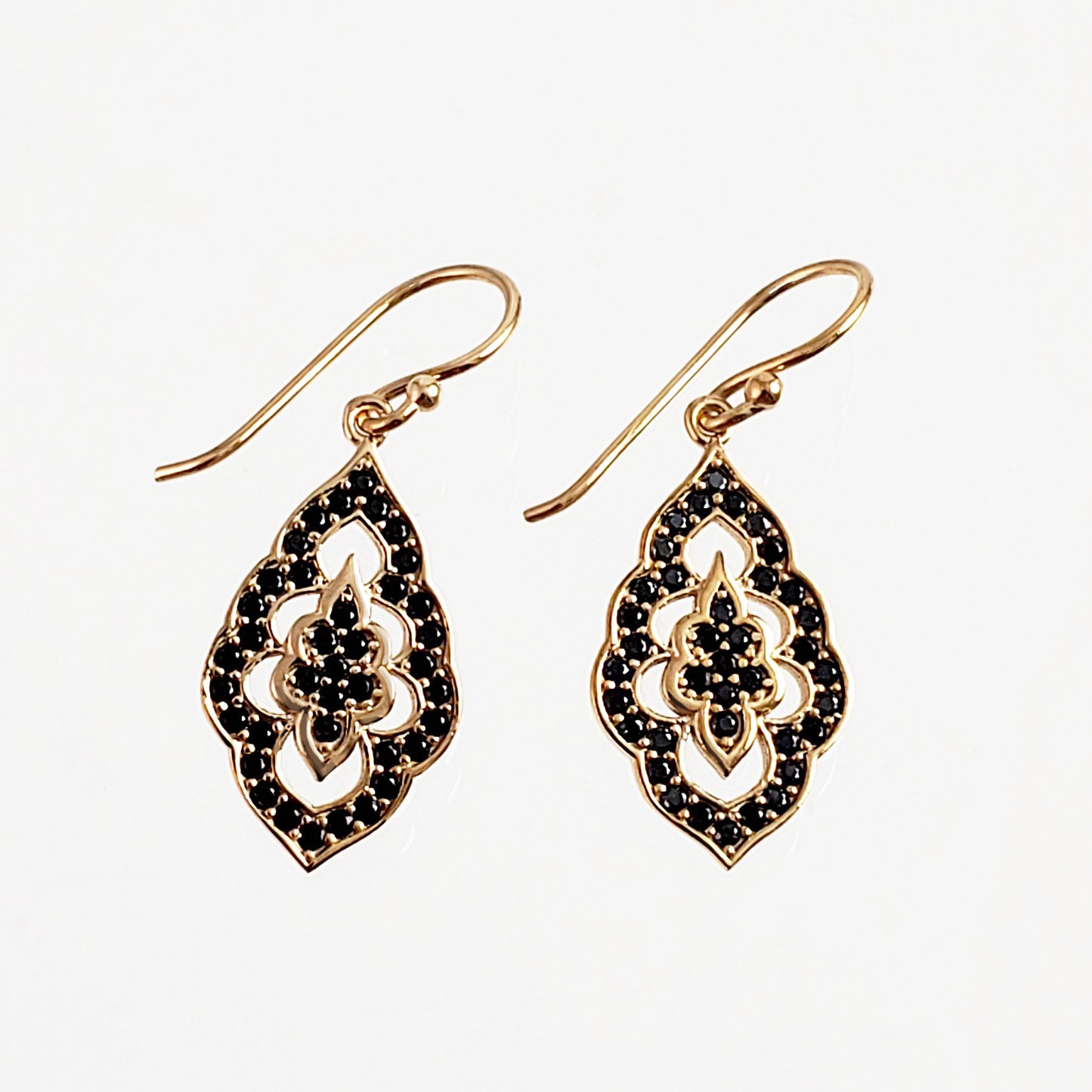 Elegant Black Spinel Turkish Drop Earrings