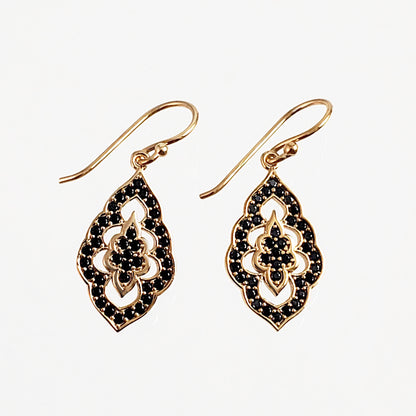 Elegant Black Spinel Turkish Drop Earrings