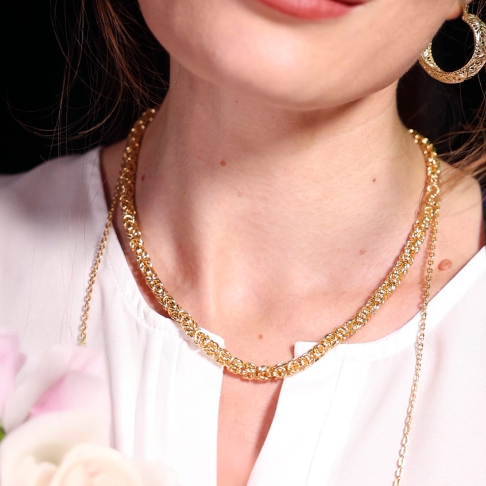 18k Gold Timeless Classic Byzantine Necklace | TurkishBling