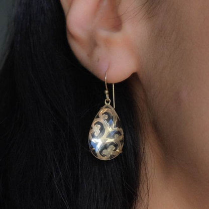 Crystal Quartz Teardrop Earrings – Handcrafted Openwork Design - TurkishBling