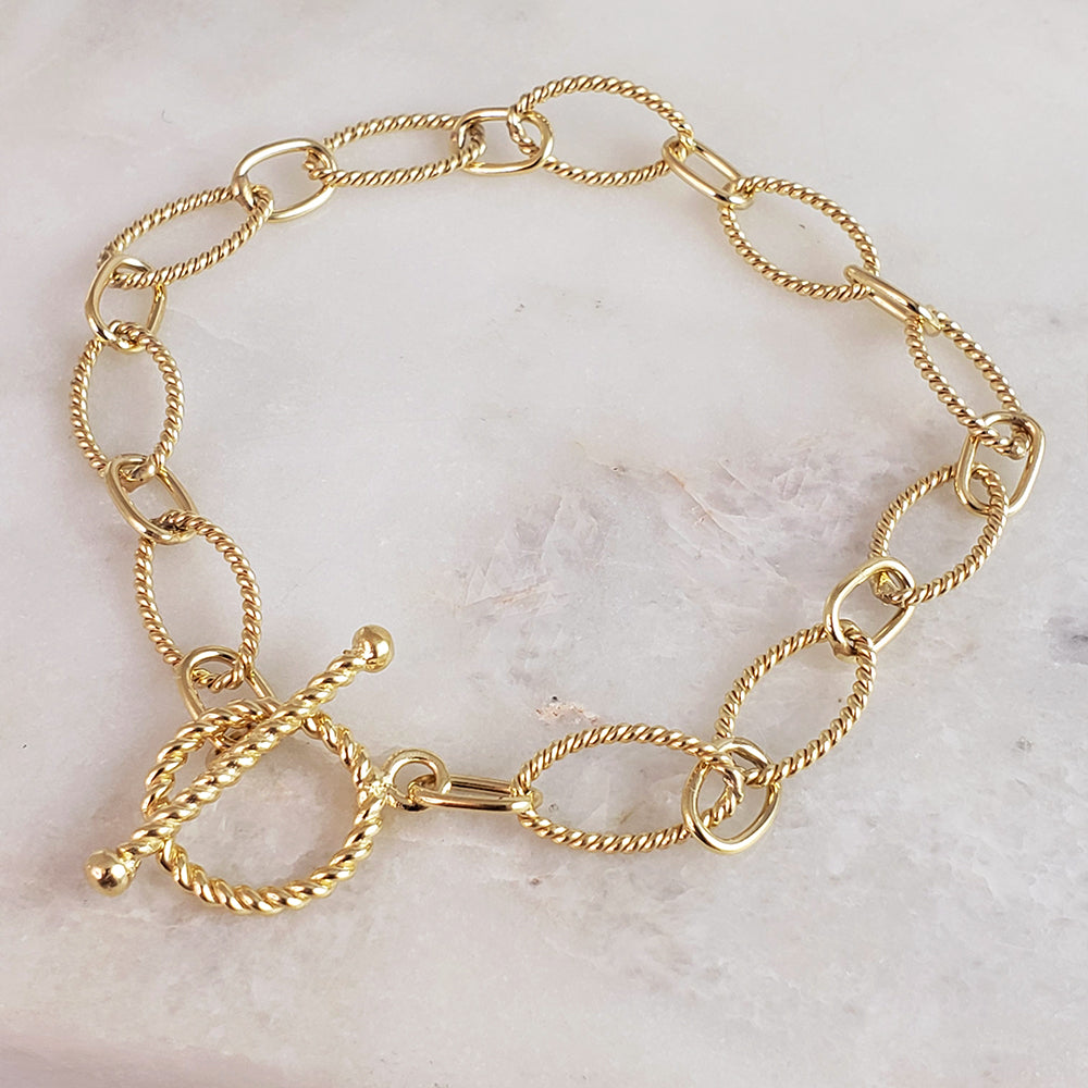 Gorgeous Cable Chain Link Bracelet with Toggle Clasp