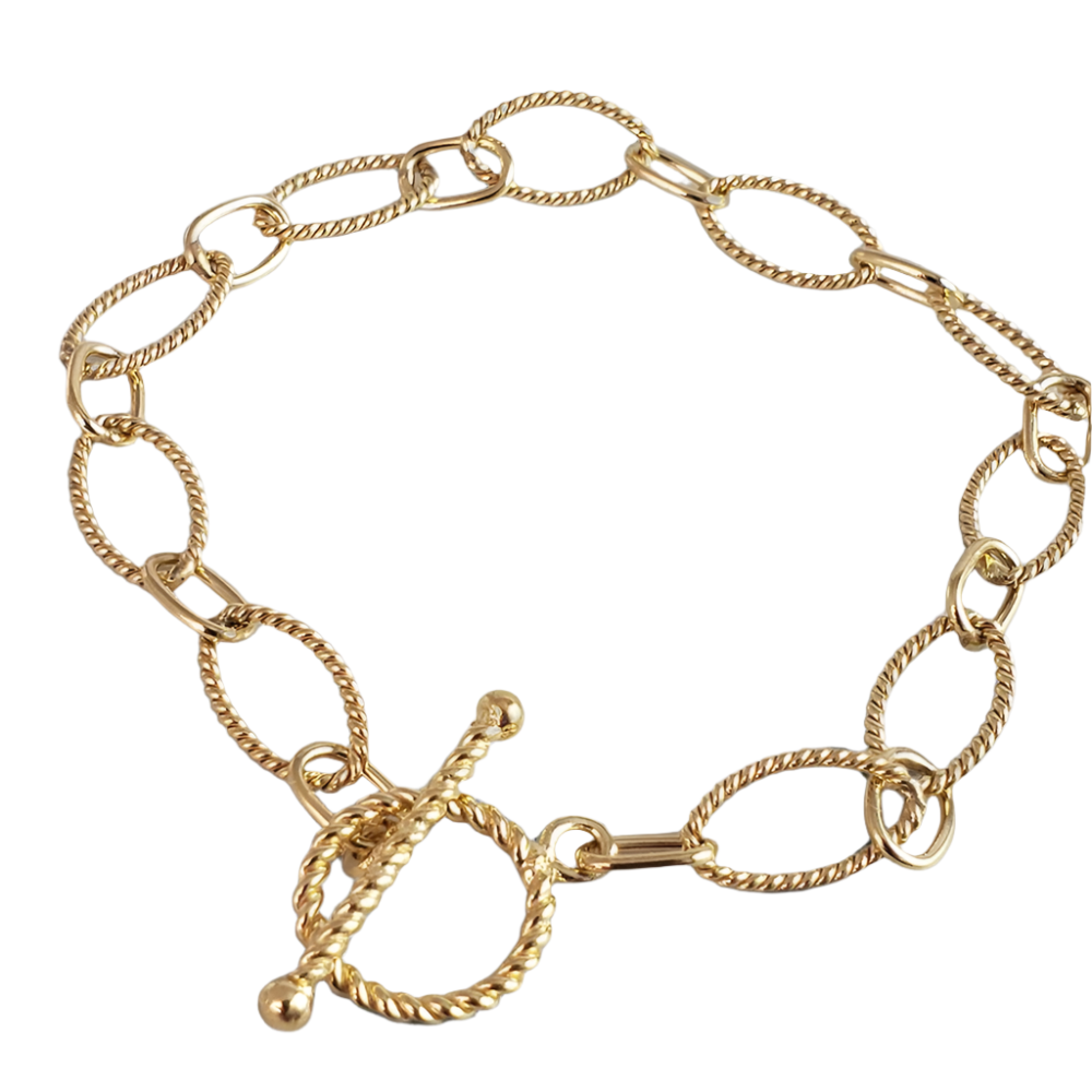 Rope Chain Link Toggle Bracelet with Oval and Round Links