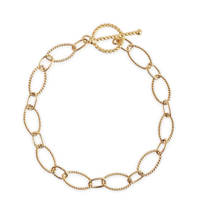 Rope Chain Link Toggle Bracelet with Oval and Round Links - TurkishBling