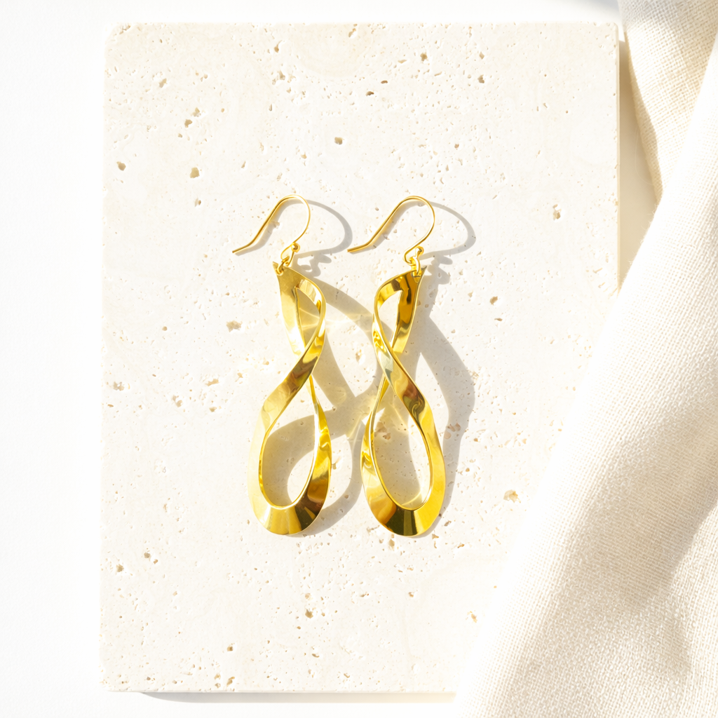 Twist Drop Earrings Sculptural Design