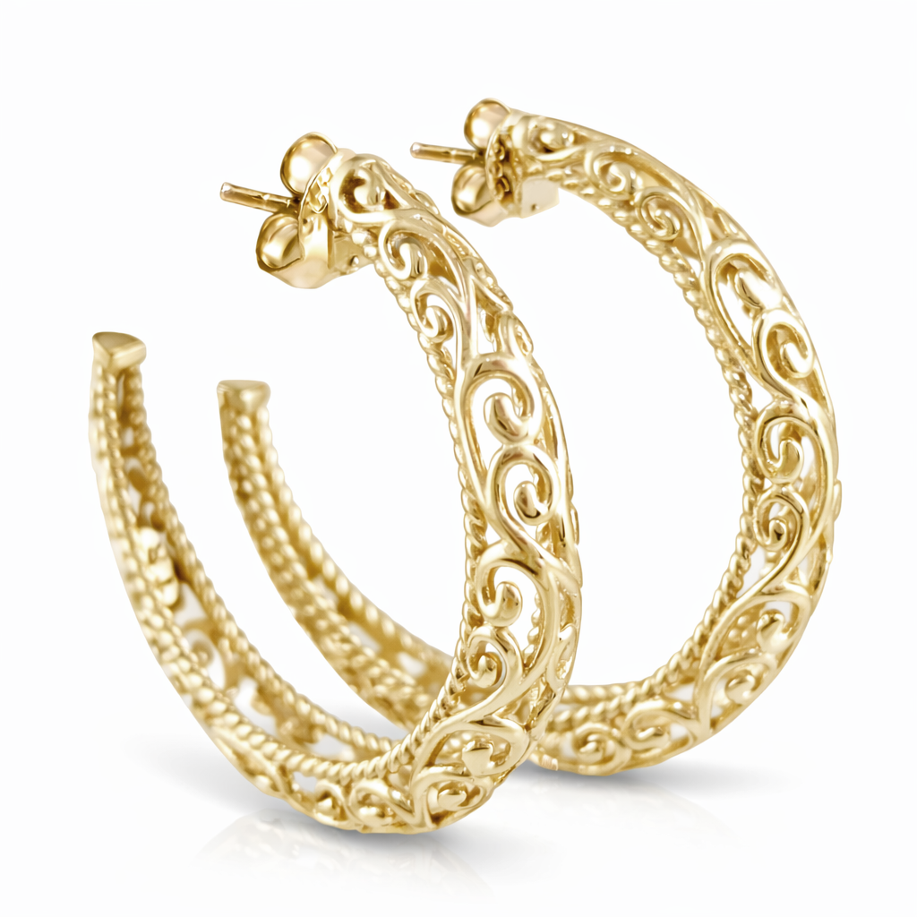 Swirl Filigree Half Hoop Earrings